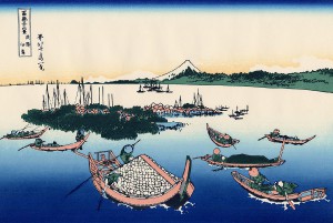 hokusai 36 ansichten mount fuji 16 Tsukada Island in the Musashi province